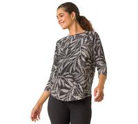 Leaf Print Plisse Top Roman Stone 10