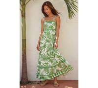 Roman Women's Leaf Print Ric Rac Maxi Dress in Green | Size: 20