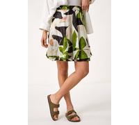 Roman Originals Floral Print Short A-Line Skirt for Women UK - Ladies Everyday Holiday Spring Summer Comfy Soft Evening Vacation Work Party - Green - Size 20