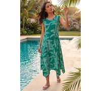 Roman Women's Leaf Puff Print Stretch Maxi Dress in Green | Size: 18