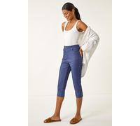 Roman Originals Lift Sculpt Shape Cropped Stretch Trouser for Women UK - Ladies Everyday Holiday Spring Summer Comfy Soft Evening Vacation Work Party - Indigo - Size 18