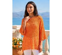 Roman Women's Light Weight Open Knit Jumper in Orange | Size: Large Roman Orange L