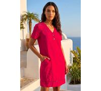 Roman Women's Linen Blend Button Shift Dress in Red | Size: 18 Roman Red 18