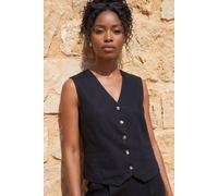Roman Women's Linen Blend Button Through Waistcoat in Black | Size: 10 Roman Black 10