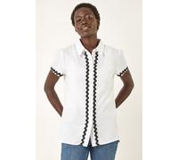 Linen Mix Ric Rac Trim Button Shirt Roman Ivory 14