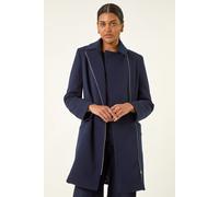 Roman Women's Longline Biker Coat in Navy | Size: 20 Roman Navy 20