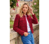 Roman Originals Luxury Boucle Textured Jacket for Women UK - Ladies Everyday Autumn Winter Collared Neckline Comfy Soft Evening Vacation Work Party Night Out - Wine - Size 16