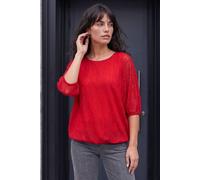Roman Women's Mesh Bubble Hem Stretch Top in Red | Size: 18 Roman Red 18