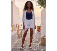 Roman Originals Women's Mesh Sheer Longline Kimono - Ladies Fashion Cover ups for Formal Fancy Casual Everyday Work Evening Dinners Party Christmas New Years Occasions - Ivory - Size 12