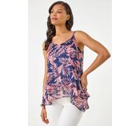Roman Women's Metallic Leaf Layered Cami Top in Navy | Size: 12 Roman Navy 12