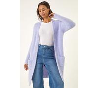 Roman Women's Metallic Longline Knit Cardigan in Lilac | Size: 18 Roman Lilac 18