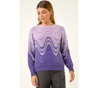 Roman Women's Metallic Ombre Wave Knit Jumper in Purple | Size: 12 Roman Purple 12