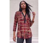 Roman Women's Modern Plaid Print Shirt in Red | Size: 10 Roman Red 10
