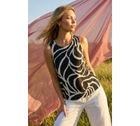 Roman Women's Mono Abstract Print Shell Top in Black | Size: 12 Roman Black 12