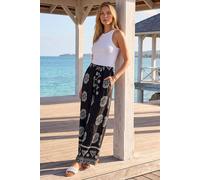 Roman Women's Mono Border Print Belted Trouser in Black | Size: 18 Roman Black 18