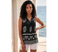 Roman Women's Mono Border Print Vest in Black | Size: 18
