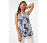 Roman Women's Mono Print Hanky Hem Top in Black | Size: 10