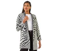 Roman Originals Multi Animal Print Soft Knit Cardigan for Women - Ladies Everyday Autumn Winter Comfy Soft Evening Vacation Work Party Night Out