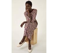Roman Women's Multi Floral Gathered Midi Dress in Stone | Size: 12 Roman Stone 12