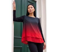 Roman Women's Ombre Chiffon Overlay Top in Red | Size: 12