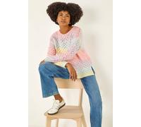 Roman Originals Ombre Rainbow Knit Jumper for Women UK - Ladies Everyday Autumn Winter Crew Neckline Comfy Soft Evening Vacation Work Party Night Out - Multi - Size 16