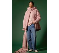 Roman Originals Oversized Padded Hooded Coat for Women UK - Ladies Everyday Autumn Winter Funnel Neckline Comfy Soft Evening Vacation Work Party Night Out - Rose - Size 18