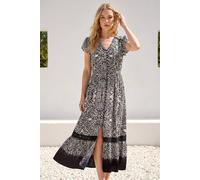 Roman Women's Paisley Print Buttoned Midi Dress in Black | Size: 12