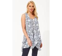 Roman Women's Paisley Print Crinkle Tunic Top in Ivory | Size: 10 Roman Ivory 10