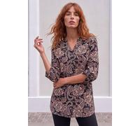 Roman Women's Paisley Print V-Neck Stretch Shirt in Beige | Size: 14