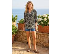 Roman Women's Paisley Puff Print Stretch Shirt in Khaki | Size: 14 Roman Khaki 14