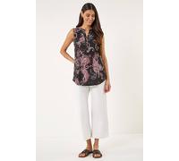 Roman Women's Paisley Puff Print Vest Top in Black | Size: 18 Roman Black 18