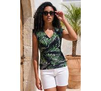 Roman Women's Palm Print Mesh Vest in Green | Size: 12