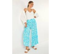 Roman Women's Palm Tile Print Tiered Palazzo Trouser in Turquoise | Size: Small Roman Turquoise S