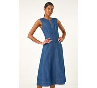 Roman Women's Panel Detail Midi Dress in Mid Blue | Size: 18 Roman Mid Blue 18