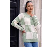 Roman Women's Patchwork Cable Knit Jumper in Mint | Size: 14 Roman Mint 14