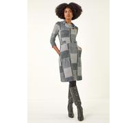 Roman Originals Cowl Neck Dress for Women UK - Ladies Button Detail Shift Work Office Autumn Winter Knee Length Casual 3/4 Full Length Sleeve Round High Warm Neckline - Light Charcoal - Size 16