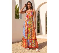 Roman Women's Patchwork Ric Rac Maxi Dress in Red | Size: 16