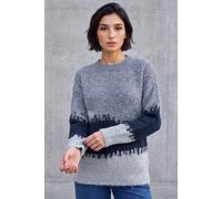 Roman Petite Abstract Knit Jumper for Women UK - Ladies Everyday Autumn Winter Round Neckline Comfy Soft Evening Vacation Work Party Night Out - Size 18 - Petite Abstract Navy
