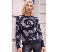 Roman Women's Petite Abstract Knit Jumper in Navy | Size: 16