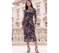 Roman Women's Petite Abstract Mesh Dress in Chocolate | Size: 16