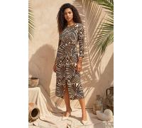 Roman Women's Petite Abstract Print Knot Front Dress | Size: 16 Roman Multicolor 16