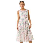 Petite Abstract Print Pleated Midi Dress Roman Ivory 12