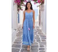 Roman Women's Petite Abstract Print Strappy Maxi Dress in Blue | Size: 14 Roman Blue 14