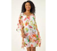 Roman Women's Petite Abstract Print Tie Cover Up in White | Size: 14 Roman White 14