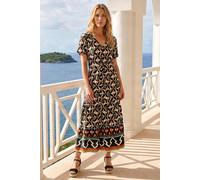Roman Women's Petite Abstract Print V-Neck Midi Dress | Size: 18