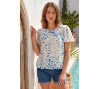Roman Women's Petite Abstract Spot Print Top in Blue | Size: 14