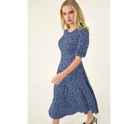Roman Women's Petite Abstract Stretch Midi Dress in Navy | Size: 16 Roman Navy 16