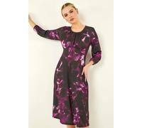 Roman Women's Petite Abstract Stretch Midi Dress in Purple | Size: 14 Roman Purple 14