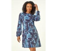 Roman Women's Petite Abstract Swing Dress in Blue | Size: 18 Roman Blue 18