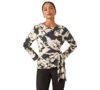 Petite Abstract Tie Side Top Roman Black 12